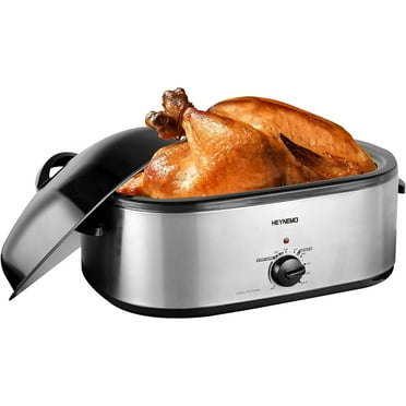Superjoe 22 Quart Roaster Oven Turkey Oven Chicken Roaster for Cooking Warming, Stainless Steel Silver