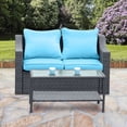 thumbnail image 1 of Superjoe 3 Pcs Outdoor Patio Sofa Sets All Weather PE Rattan Wicker Cushioned Loveseat with Coffee Table,Blue, 1 of 7