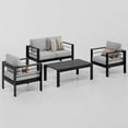 thumbnail image 1 of Superjoe 4 Pcs Outdoor Aluminum Furniture Set All-Weather Patio Sectional Chat Sofa Conversation Set Loveseat Coffee Table Black Frame Light Gray Cushion, 1 of 8