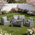 thumbnail image 1 of Heynemo 4 Pcs Outdoor Patio Furniture Set, Wicker Sectional Sofa Set with Coffee Table,Gray, 1 of 8