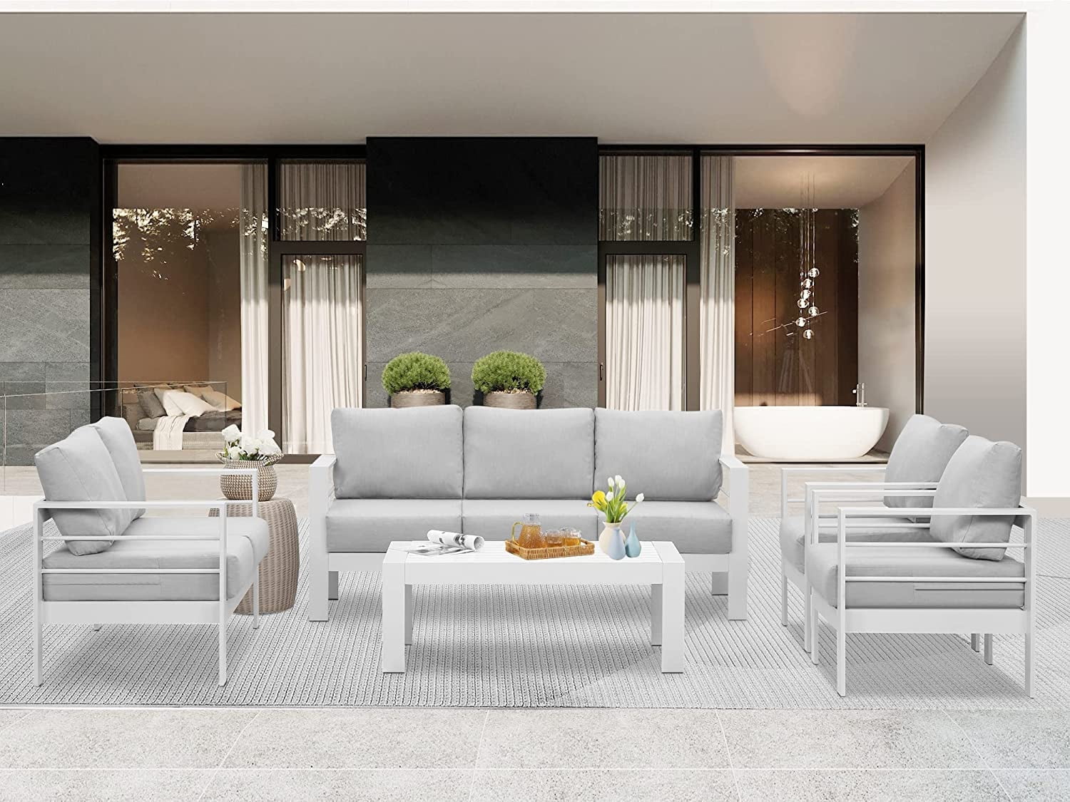 Outdoor Patio Furniture Outdoor Modular Sofa Set Superjoe 5-Piece