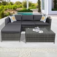 thumbnail image 1 of Heynemo 5 Pcs Outdoor Furniture Set Patio Sectional Rattan Sofa Sets All Weather PE Wicker Conversation Set with Table,Grey, 1 of 8