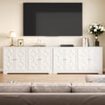 thumbnail image 1 of Heynemo 56" Modern Kitchen Buffet Table, Sideboard with 4 Doors and Adjustable Shelves, Wood Accent Coffee Bar Cabinet for Entryway, Living Room, Matte White, 1 of 8