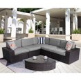 thumbnail image 1 of Superjoe 6 Pcs All-Weather Wicker Outdoor Sectional Sofa Set with Coffee Table, Gray, 1 of 10