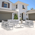 thumbnail image 1 of Heynemo 6 Pcs Patio Furniture Set Aluminum Conversation Set Outdoor Sofa with Coffee Table and Thick Cushion,White, 1 of 7