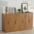 thumbnail image 1 of Superjoe 60'' Large Buffet Cabinet with Storage, Fluted Sideboard with Doors and Adjustable Shelves, Wood Credenzas Console Table, Coffee Bar Cabinet for Kitchen, Dining Room, Living Room, Oak, 1 of 8