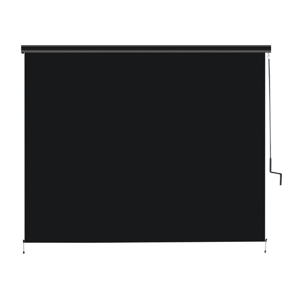 Superjoe 6x6 ft Crank Operated Outdoor Roller Shade Patio Cordless Blinds 95% Block, Black
