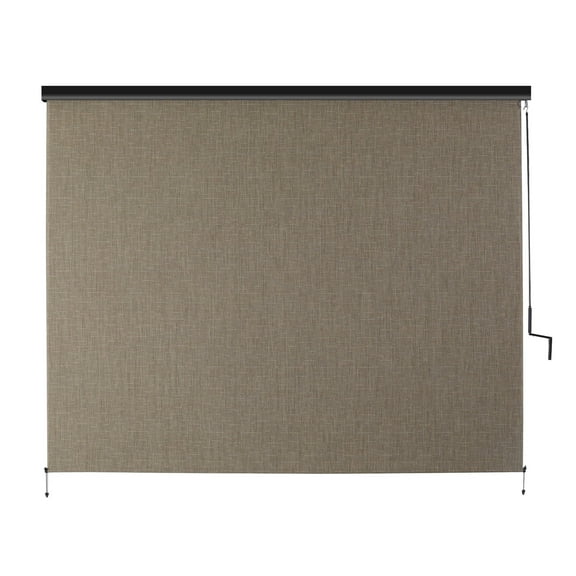 Superjoe 6x6 ft Crank Operated Outdoor Roller Shade Patio Cordless Blinds 95% Block,Brown