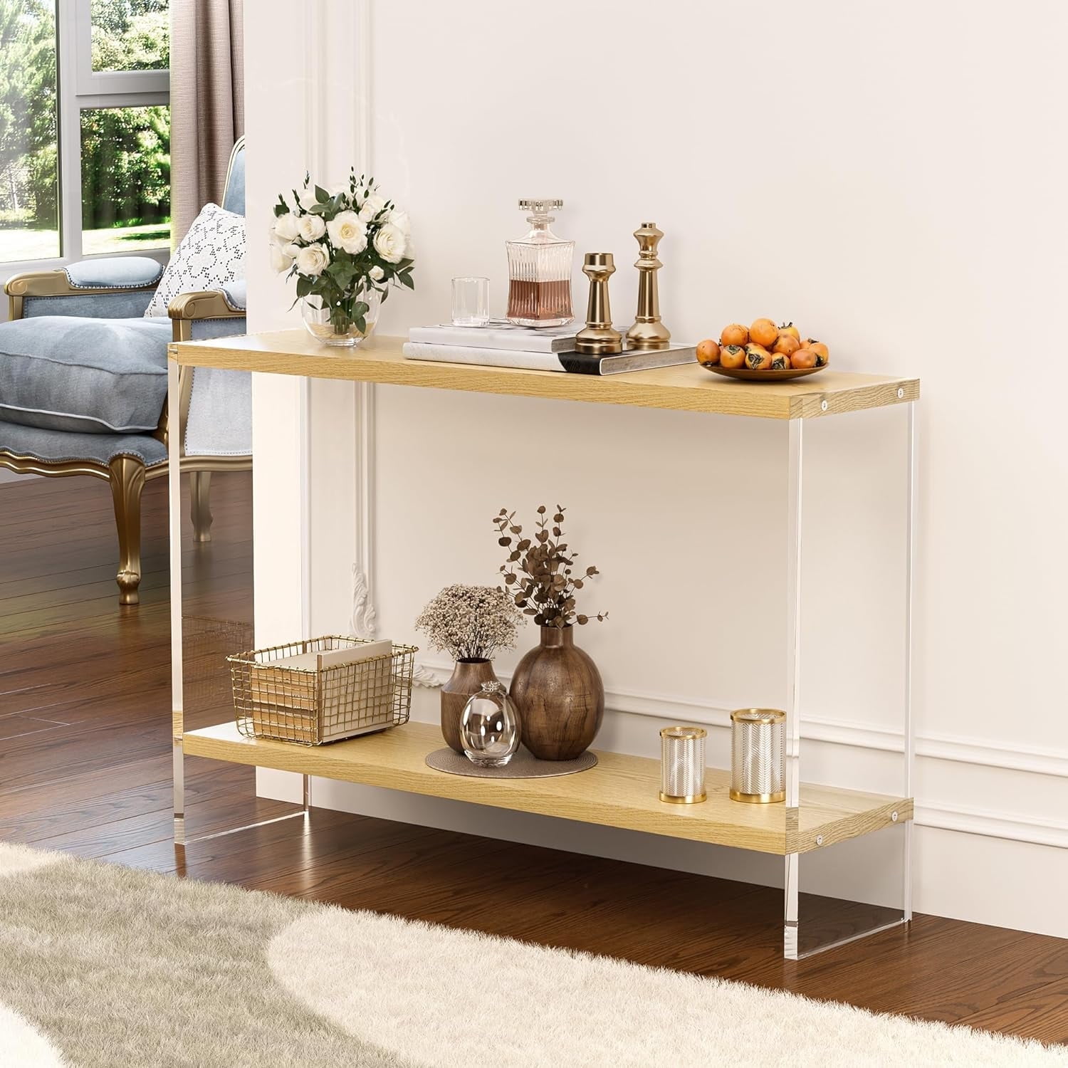 Superjoe Acrylic Entryway Table 47.24" Console Table with Storage Shelf