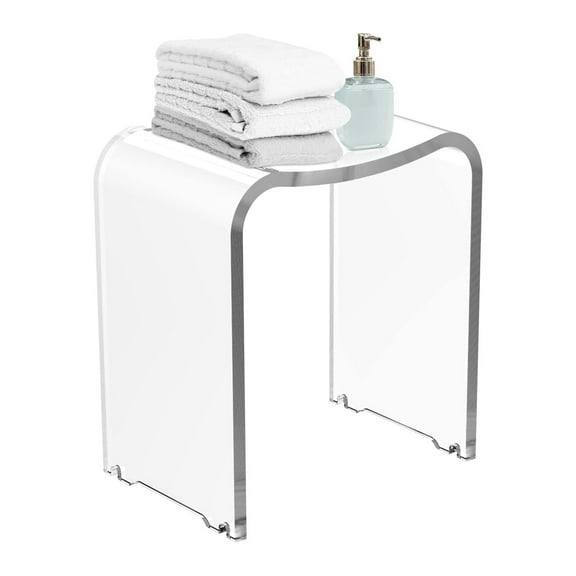 Superjoe Acrylic Shower Bench Seat Bathroom Shower Stool, Rounded Edge and Sleek Designed, 3/4" Thick, Weight Capacity 300 lbs, Clear