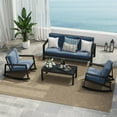 thumbnail image 1 of Superjoe Aluminum Outdoor Patio Furniture Set, 4-Piece Water-Resistant Patio Conversation Furniture Set, Metal Patio Rocking Chairs Set with Coffee Table for Backyard Poolside Garden, Blue, 1 of 7