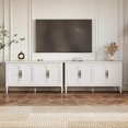 thumbnail image 1 of Superjoe Buffet Sideboard Table Set of 2, 59'' Mid Century Modern Console Table, Media Cabinet with 4 Doors, Accent Cabinet Wood Sideboard, for Entryway, Living Room, Dining Room, White, 1 of 9