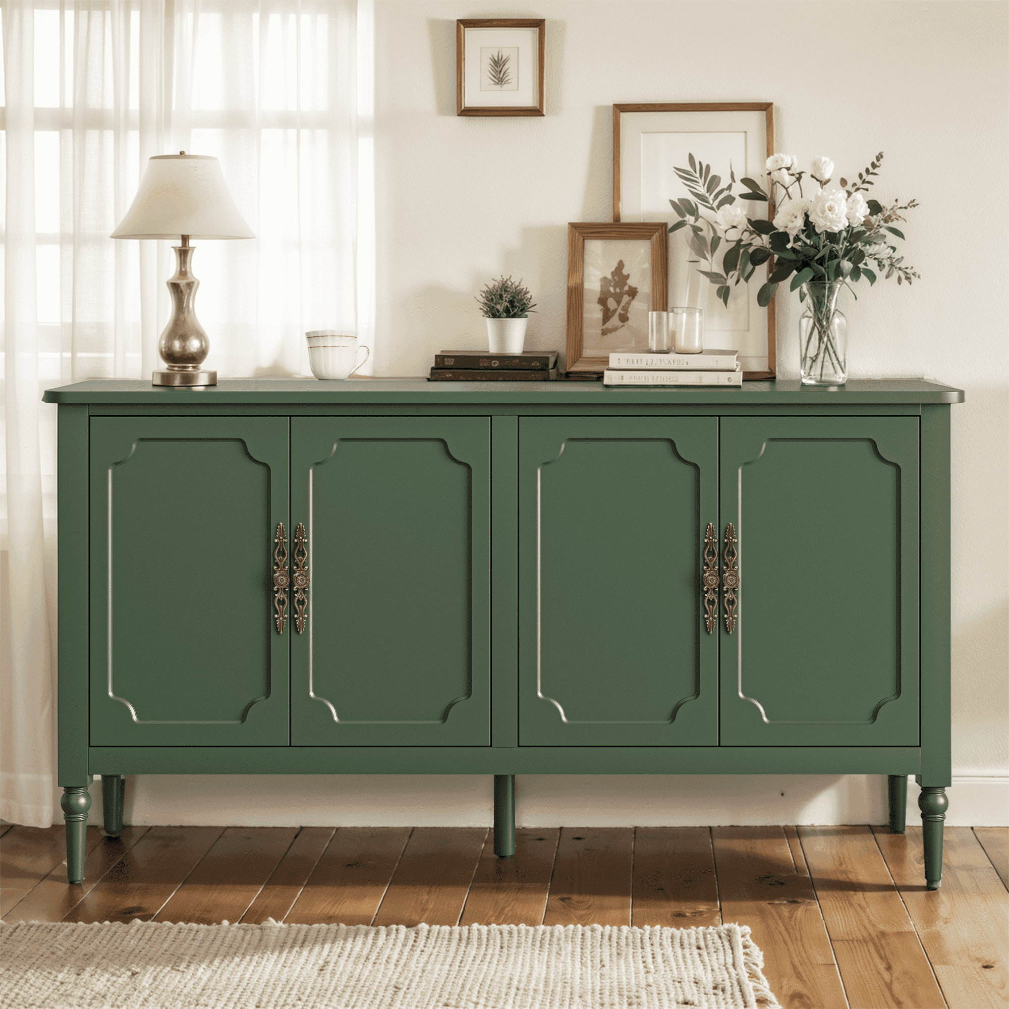 Heynemo Console Cabinet, 58'' Mid Century Modern Buffet Sideboard, with ...
