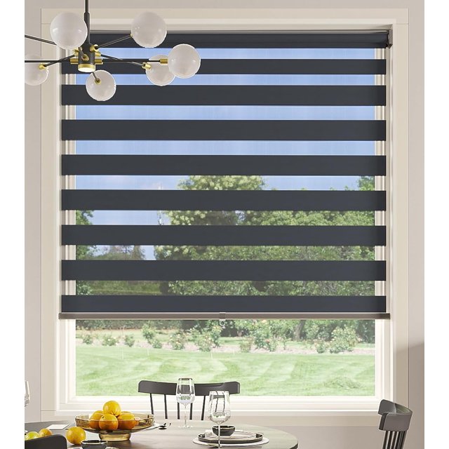 Superjoe Cordless Zebra Blinds for Windows, 35" W x 72" H Living Room