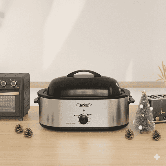 Superjoe 20 Qt Electric Roaster Oven for Turkey - Large Capacity Turkey Roaster