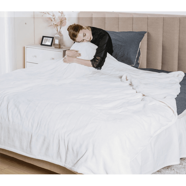 Superjoe Electric Blankets Queen Size 90 x 84 Dual Controllers Heated Blanket 10 Heat Settings 10 Hour Auto off Timer Warm Winter Gifts White