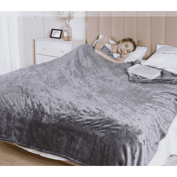 Superjoe Electric Blankets Queen Size 90'' x 84'' Dual Controllers Heated Blanket, 10 Heat Settings, 12 Hour Auto-off Timer, Warm Winter Gifts, Gray