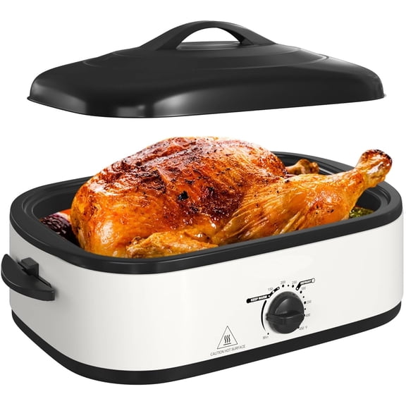 Superjoe Electric Nonstick Stainless Steel Roasting Pan with Self-Basting Lid