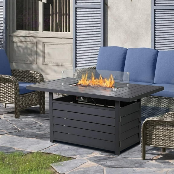 Superjoe Fire Pit Table, 54.3 inch., 50000 BTU Propane Gas Outdoor Fire Table Lava Rock