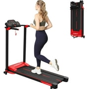 Superjoe Folding Treadmill 1.5HP Foldable Compact 220 LB Capacity Walking Running Exercise Machine for Home Office, Installation-Free