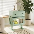 thumbnail image 1 of Heynemo Green Nightstand with LED Light Strips 360° Rotating Drawer, Modern End Table with Glass Door Storage, Wood Bedside Table Cabinet for Living Room, Bedroom, 1 of 11