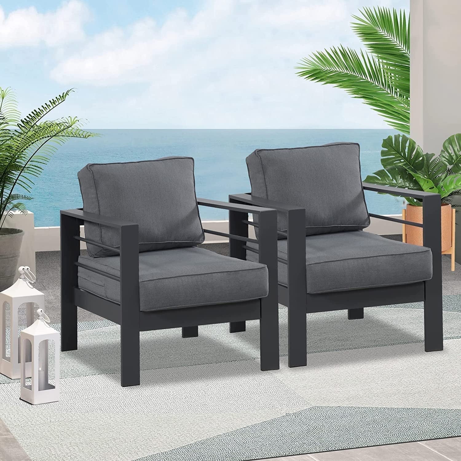 outdoor metal chair with cushion