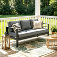 thumbnail image 1 of 3 Seats Patio Aluminum Sofa Furniture, Metal Outdoor Couch with Cushions, Dark Grey,Heynemo, 1 of 9