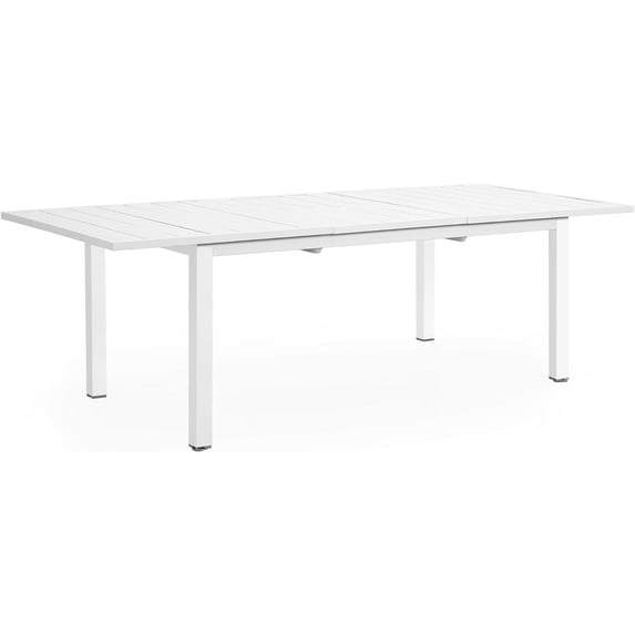 Superjoe Outdoor Patio Dining Table, Aluminum Modern Outside Metal Expandable Patio Table Furniture for Lawn, Balcony, White