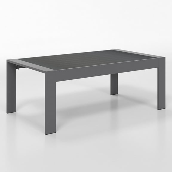 Superjoe Outside Patio Aluminum Coffee Table, Outdoor End Table with Aluminum Frame, Modern All-Weather Metal Rectangle Table Garden Furniture, Dark Grey
