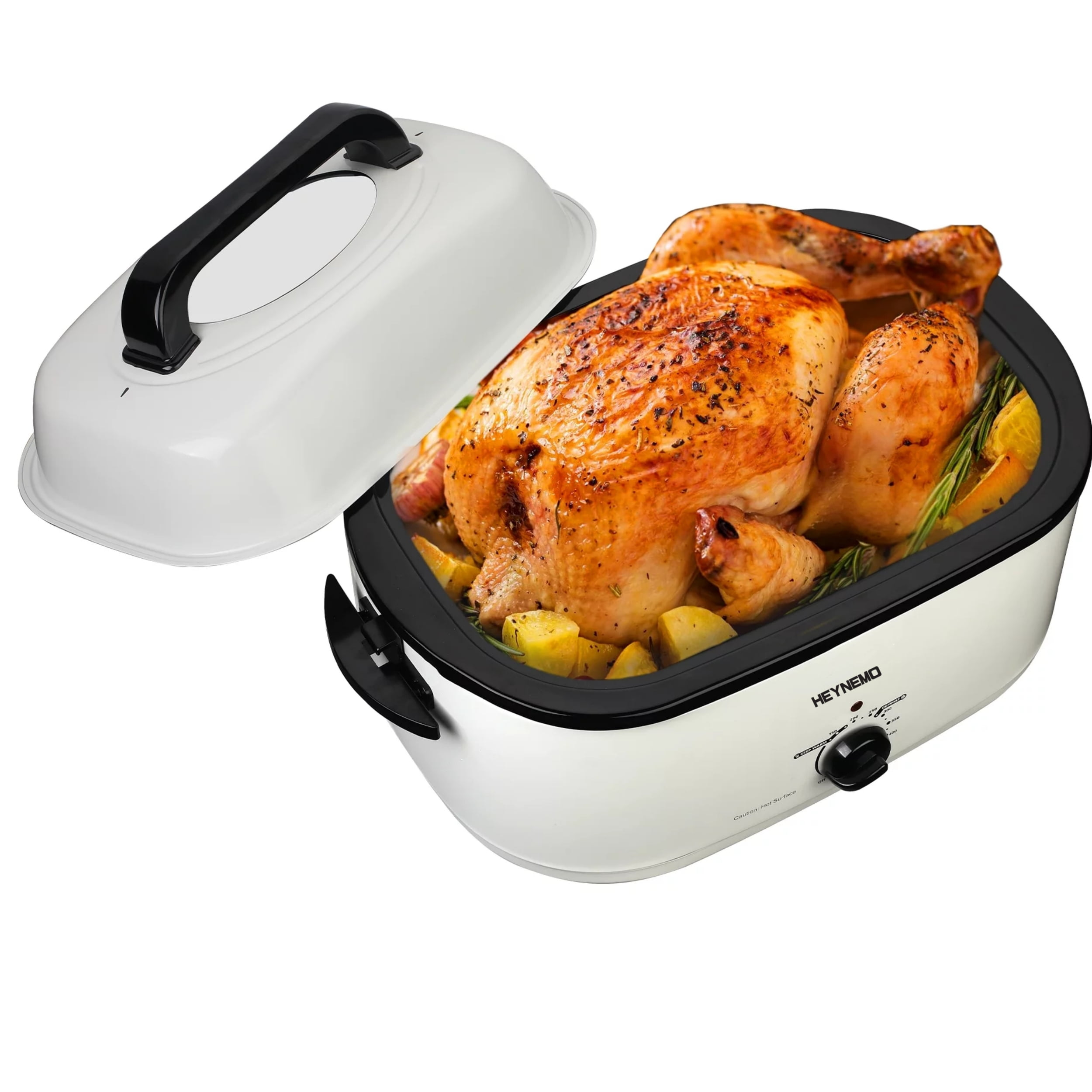 Superjoe Roaster Oven with SelfBasting Lid, 24 Qt, Stainless Steel White