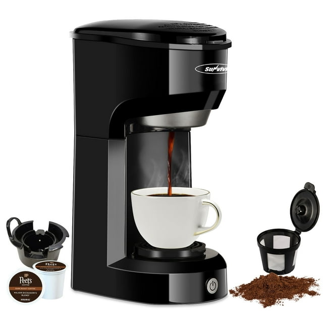 Superjoe Single Serve Coffee Maker Brewer for Single Cup Capsule with 6-14OZ Reservoir One-Touch Button Coffee Machines Black