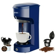 Superjoe Single Serve Coffee Maker Brewer for Single Cup Coffee Machine With Permanent Filter, 6oz to 14oz Mug, One-touch Control,Blue