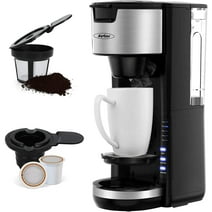 Superjoe Single Serve Coffee Maker for Capsule Pod and Ground Coffee,Coffee Machine with 30 oz Removable Reservoir 1000 W Fast Black Coffee Brewer