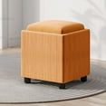 thumbnail image 1 of Superjoe Storage Ottoman with Solid Wood Tray, Versatile Footrest Stool with Removable Legs, Modern Square Padded Seat for Living Room, Bedroom, Home Office, Orange, 1 of 7