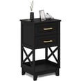 thumbnail image 1 of Superjoe Tall Nightstand Set of 1, Side Table with 2 Drawers and Open Shelf Below, Bedside Table with Solid Feet, Modern Night Stand End Table for Bedroom, Living Room, Home Office, Black, 1 of 9