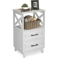thumbnail image 1 of Superjoe Tall Nightstand Set of 1, Side Table with 2 Drawers and Open Shelf Top, Bedside Table with Solid Feet, Modern Night Stand End Table for Bedroom, Living Room, Home Office, White, 1 of 9