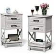 thumbnail image 1 of Superjoe Tall Nightstand Set of 2, Side Table with 2 Drawers and Open Shelf Below, Bedside Table with Solid Feet, Modern Night Stand End Table for Bedroom, Living Room, Home Office, White, 1 of 8