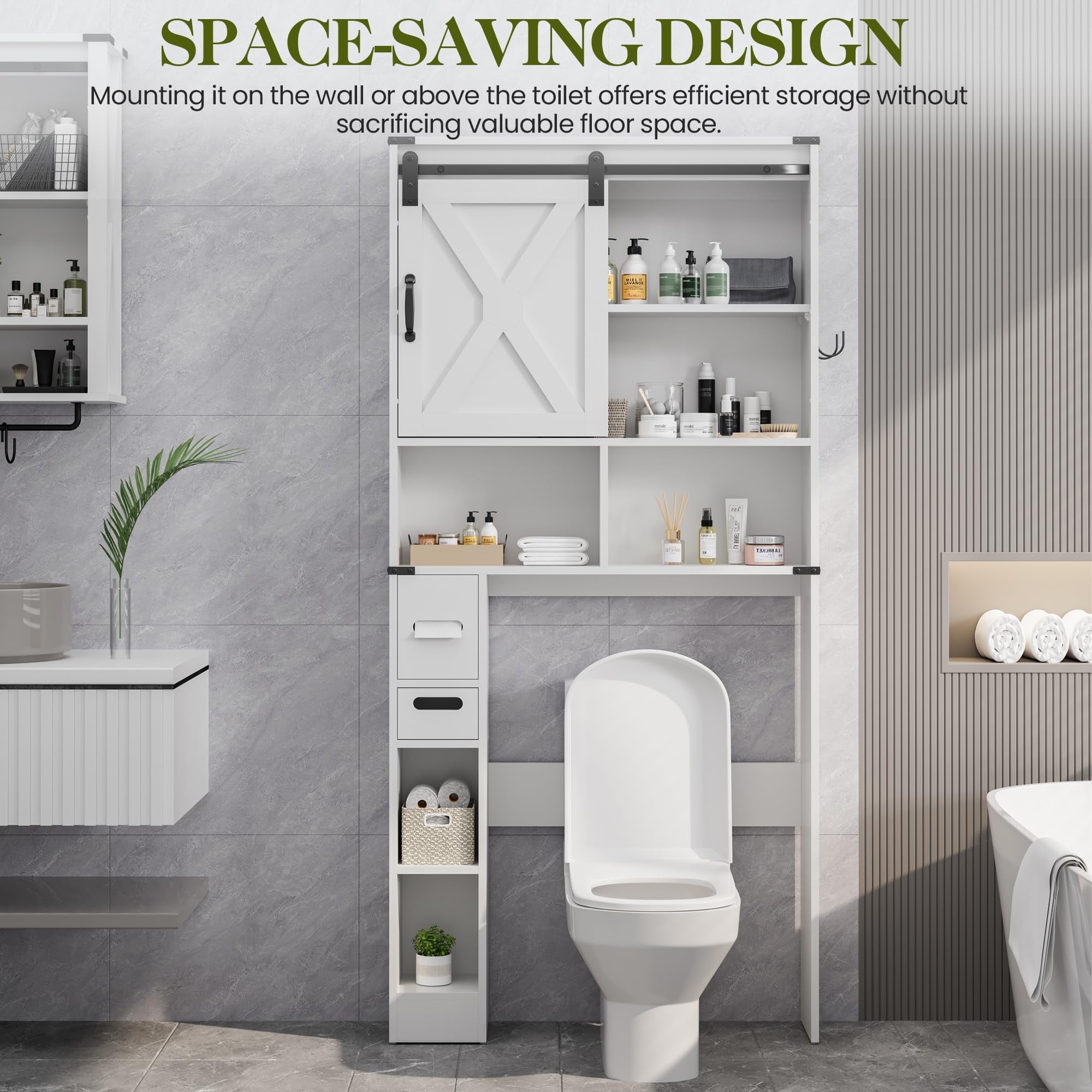 Superjoe Over The Toilet Storage Cabinet, Farmhouse Storage Cabinet ...