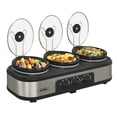 thumbnail image 1 of Superjoe Triple Slow Cooker 3x1.5 Quart Electric Food Warmer Pot Buffet Server, Adjustable Temp Removable Ceramic Pots Lid Rests, 1 of 10
