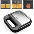 thumbnail image 1 of Superjoe Waffle Iron, Panini Press Grill and Sandwich Maker Set, 3 in 1 Electric Sandwich Press with Removable Non-Stick Plates, Indicator Lights & Cool Touch Handle 750W, 1 of 6