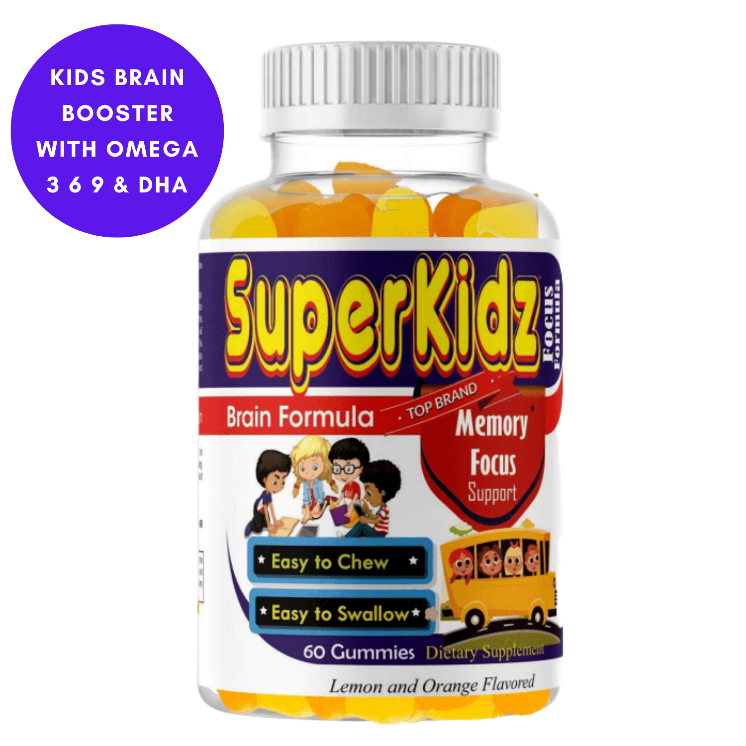 Superkids Focus Gummies for Kids & Teens, Brain Support Supplements for
