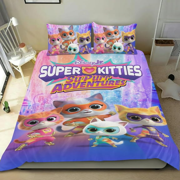 Superkitties Super Kitties-themed Bed Sheet Set Three Piece Set Comfortable And Skin Friendly Unique Design Home Decor Gifts For Family Friends fans36x75Inches90cm*190cm