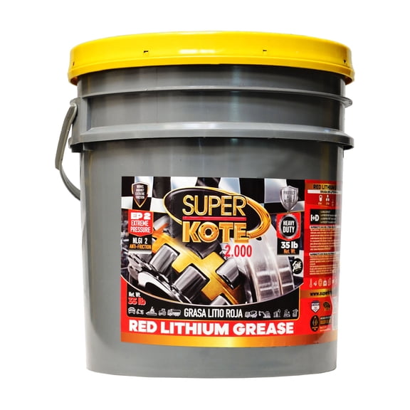 Superkote 2000 Lithium Grease NLGI 2, Red and Tacky, Extreme Pressure, 35 lb Pail