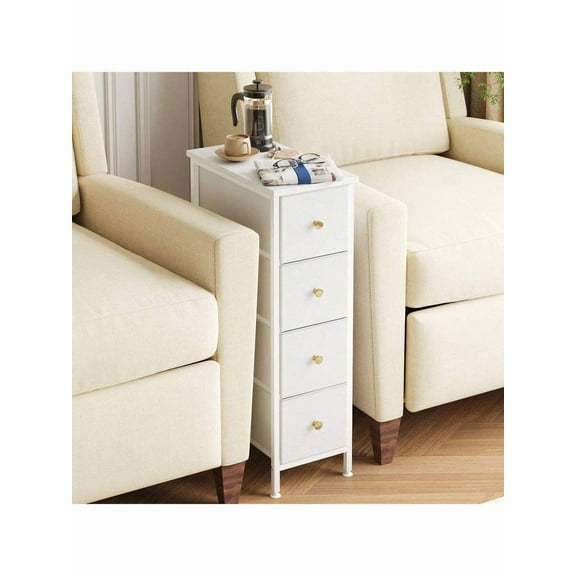 Superlele Narrow Storage Cabinet - 4/5 Drawer Slim Fabric Dresser Tower | Black, Steel Frame & Wood Top | For Bedroom/Bathroom/Laundry/Closet