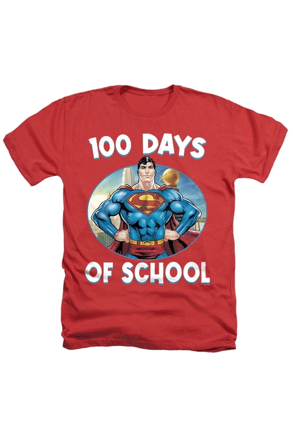 100 Days of School Unisex Adult Heather T Shirt, Red Heather, Medium