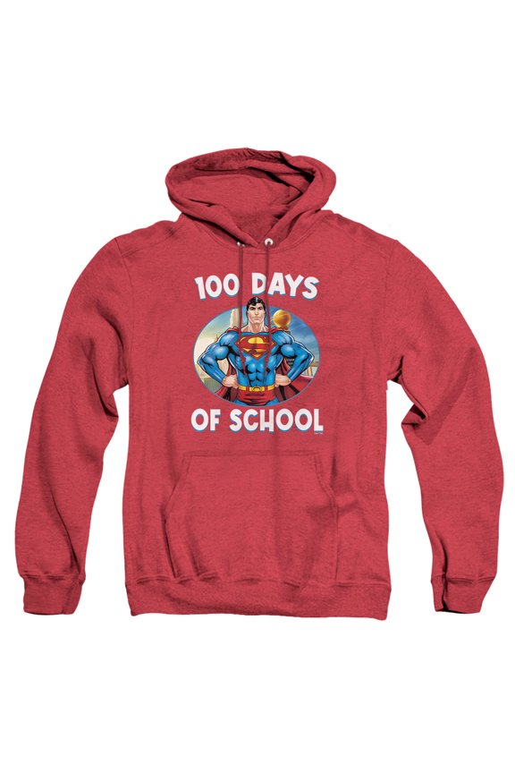 100 Days of School Unisex Adult Pull-Over Heather Hoodie, Red Heather, Small
