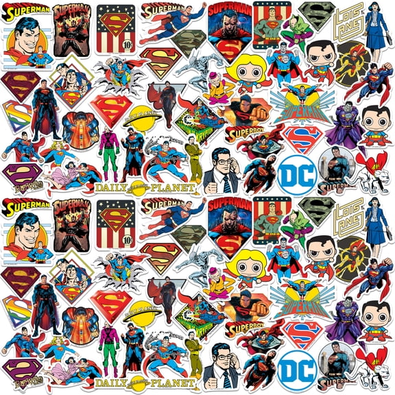 Superman 100ct Vinyl Stickers Variety Pack DC Super Hero
