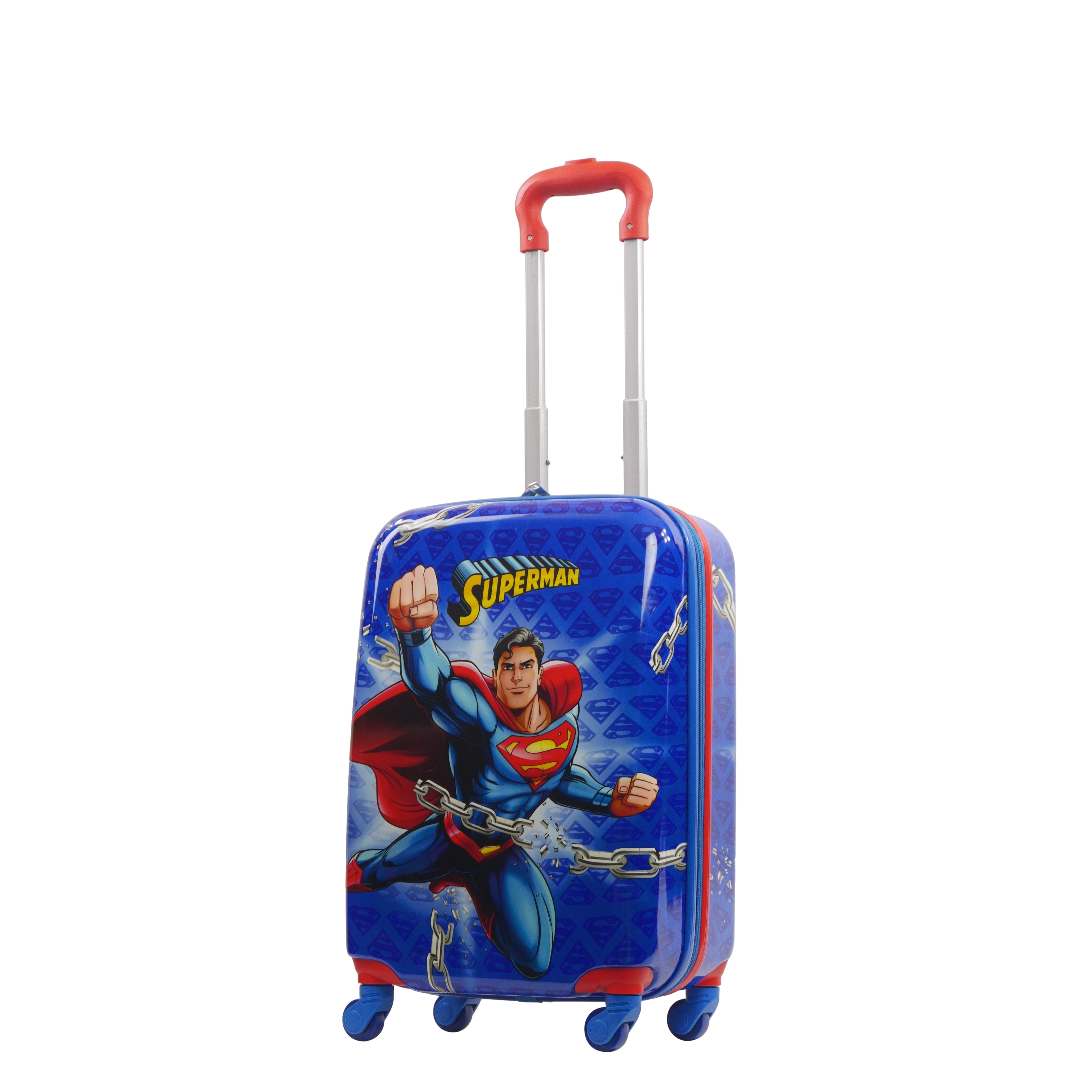 Superman 20.5 Inch Carry On Rolling Luggage, Hardshell Suitcase with Spinner Wheels, Blue