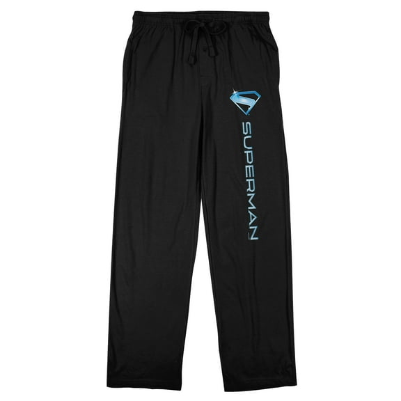Superman 2025 Chrome Logo Adult Black Sleep Pajama Pants-XL
