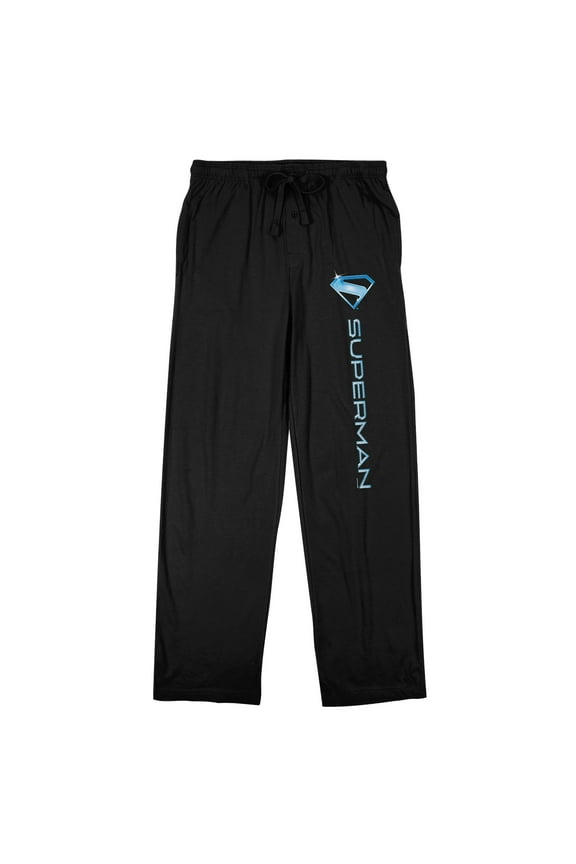 Superman 2025 Chrome Logo Adult Black Sleep Pajama Pants-XL